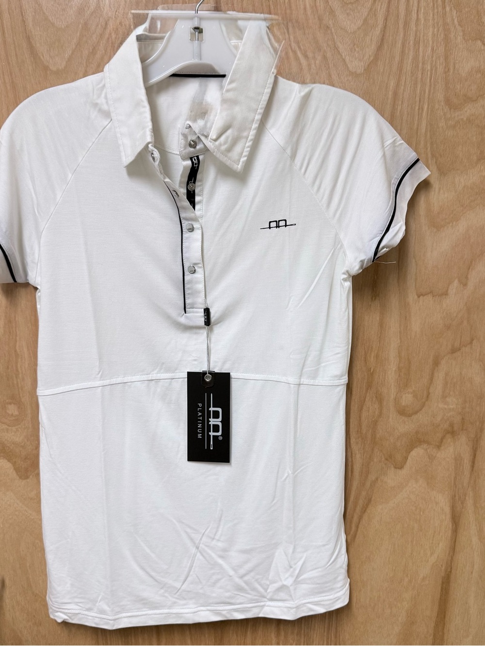 Short-Sleeve White Polo with Black Trim
